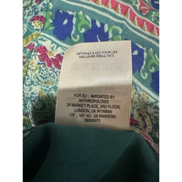 NWT Maeve Anthropologie Meret Silk Tunic Top Green Paisley Floral Anthro Size 4 - Picture 10 of 10